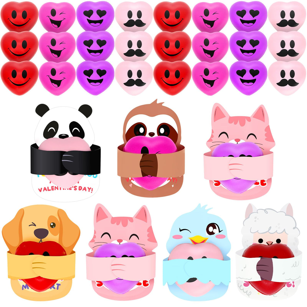 ZMCINER heart stress ball 24-pack in pinks for classroom exchanges