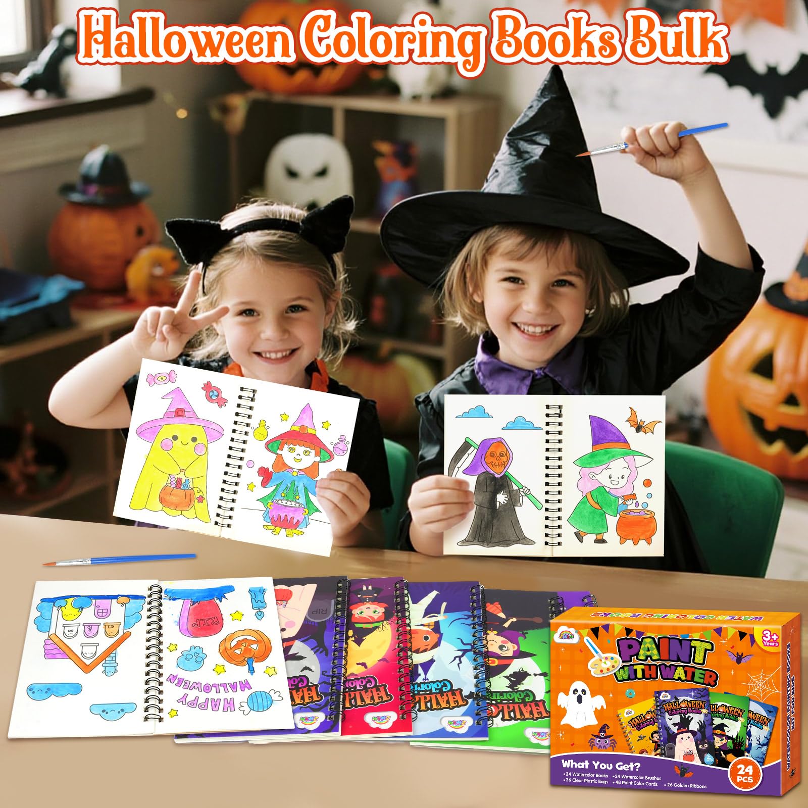 ZMLM 24 mini coloring books with Halloween themes, perfect for kid activities