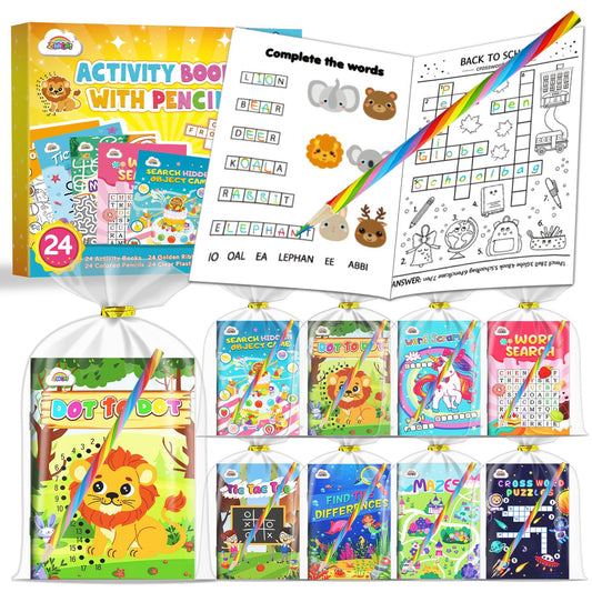 ZMLM Activity Books 24-pack for classrooms, colorful mini pages boost engagement and party prizes
