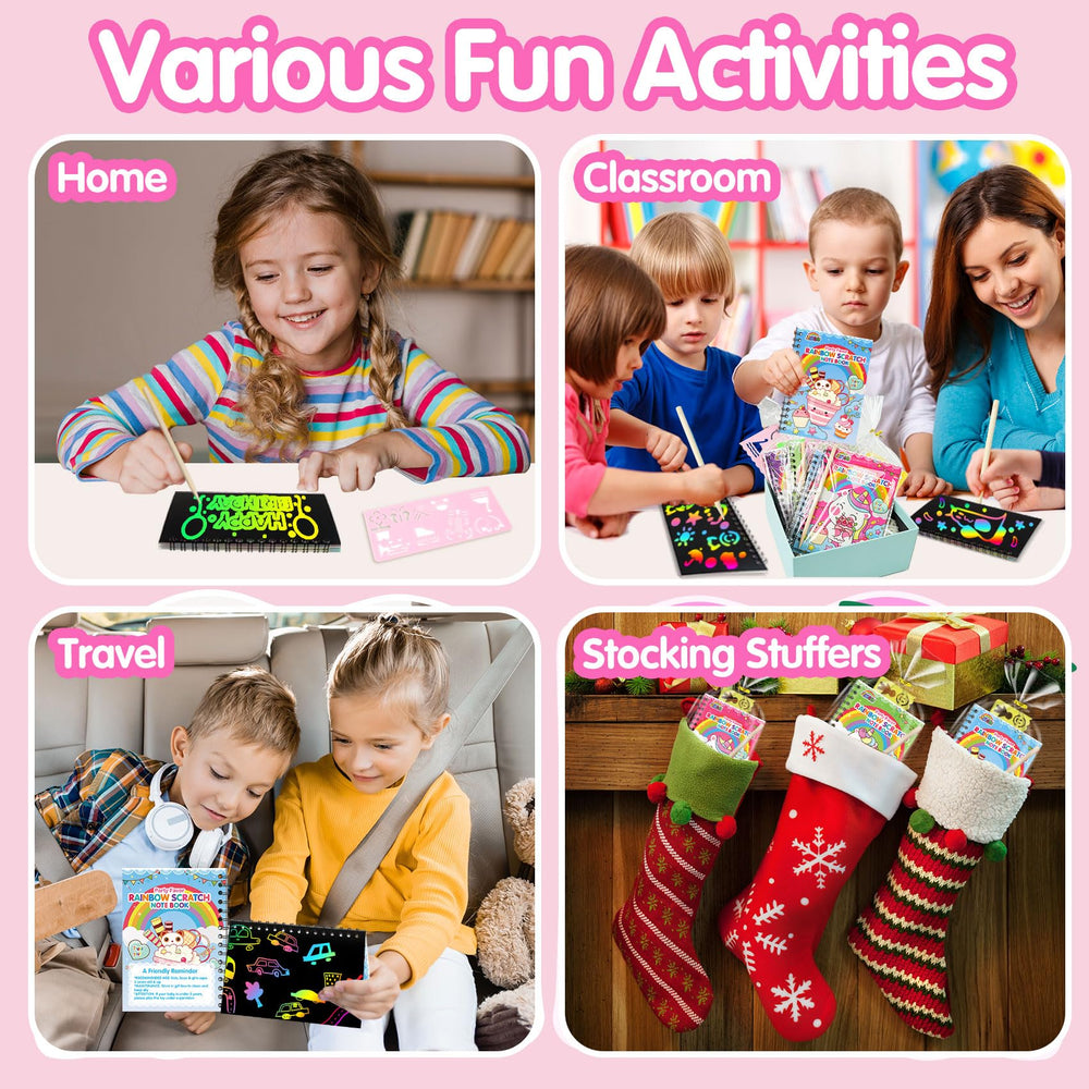Bright eight-color rainbow pages spark curiosity with ZMLM scratch art sets.