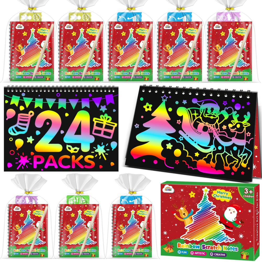 ZMLM Rainbow Scratch Art Notebook: 24-pack, classroom prize-ready color reveals.
