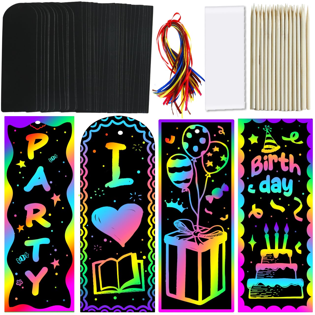 ZMLM scratch paper bookmarks with rainbow colors for classroom reading activities