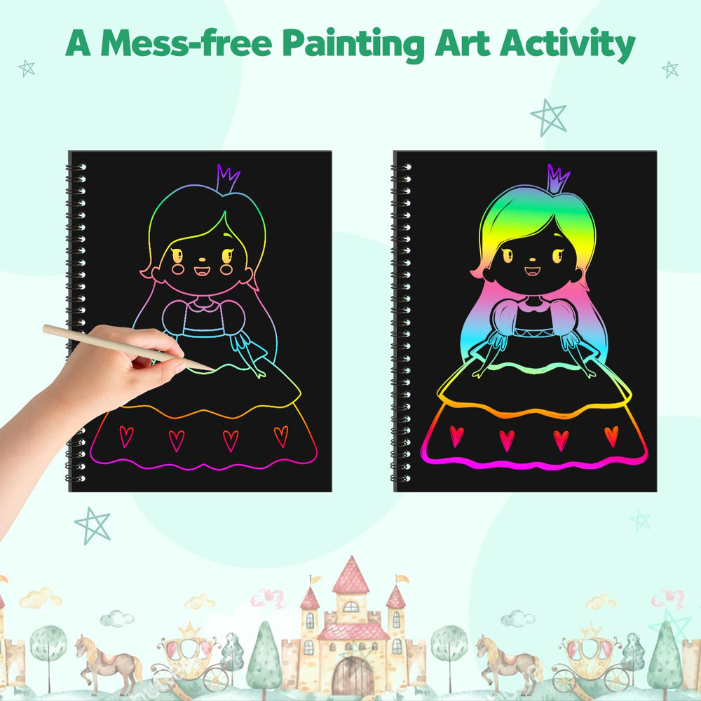 ZMLM Scratch Paper Art Set colored underlayer contrasts with black scratch surface.
