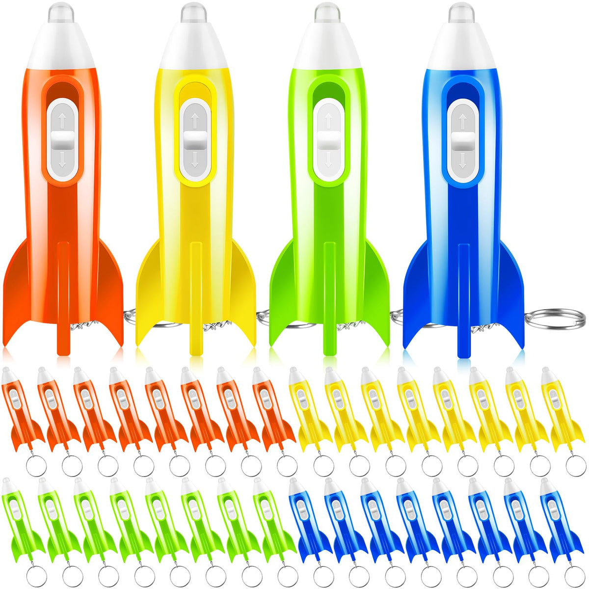 ZMLTLMG mini rocket keychain close-up for easy everyday carry.