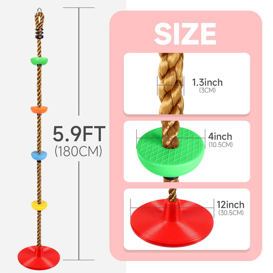 ZNCMRR disc swing seat attached to tree ready for kids' outdoor fun