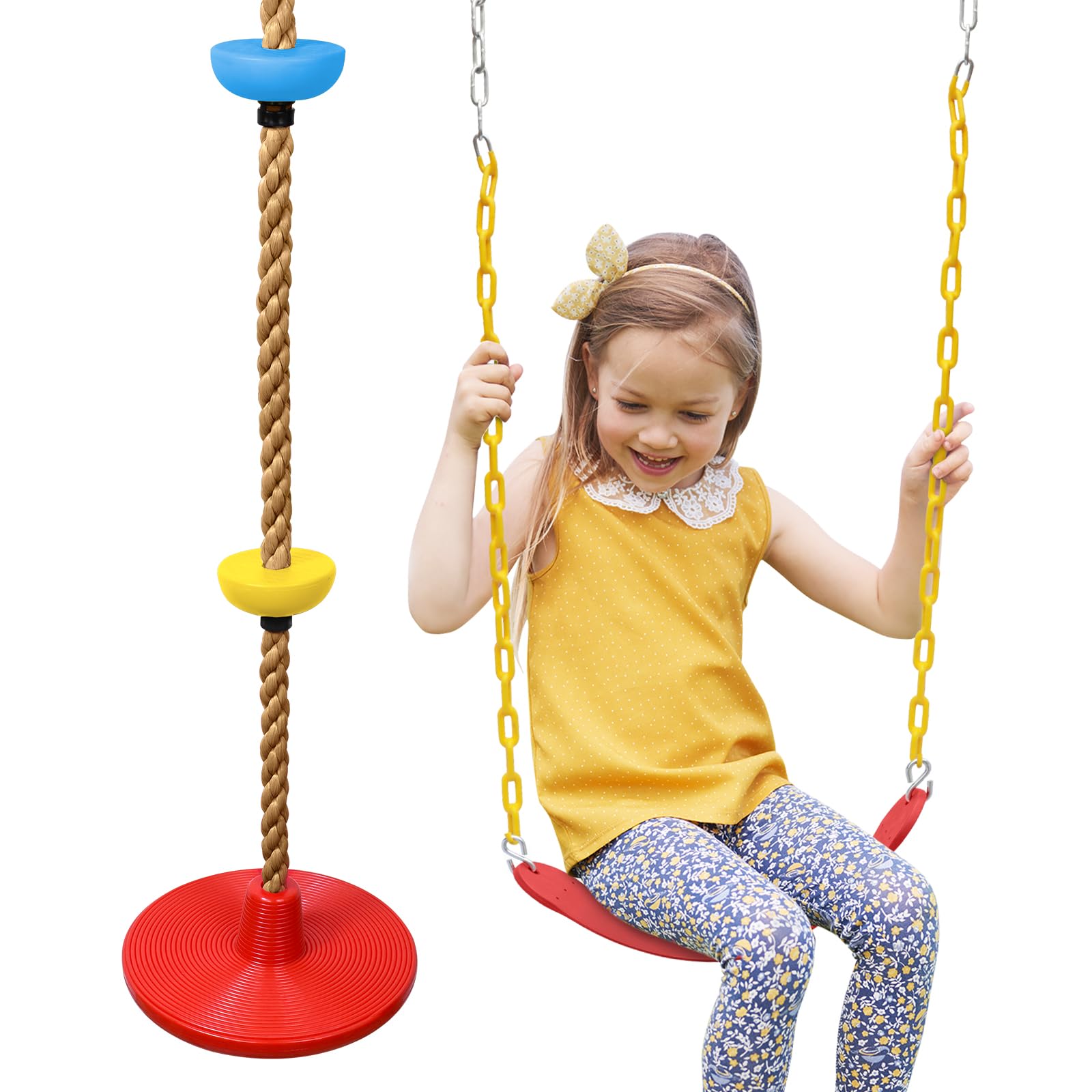 ZNCMRR disc tree swing in red for outdoor play and family bonding