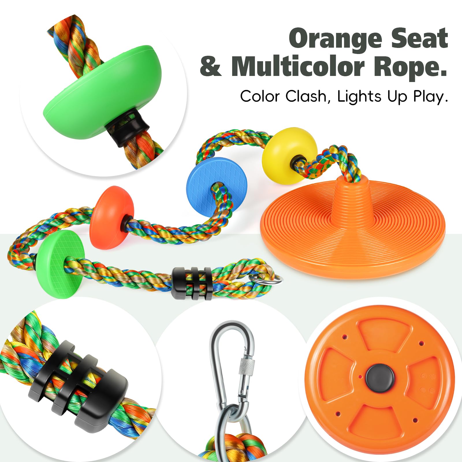 ZNCMRR disc swing for kids emphasizes swinging and climbing play.