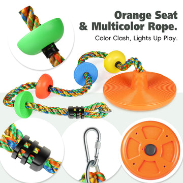 ZNCMRR disc swing for kids emphasizes swinging and climbing play.