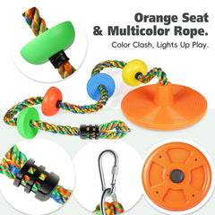 ZNCMRR disc swing for kids emphasizes swinging and climbing play.
