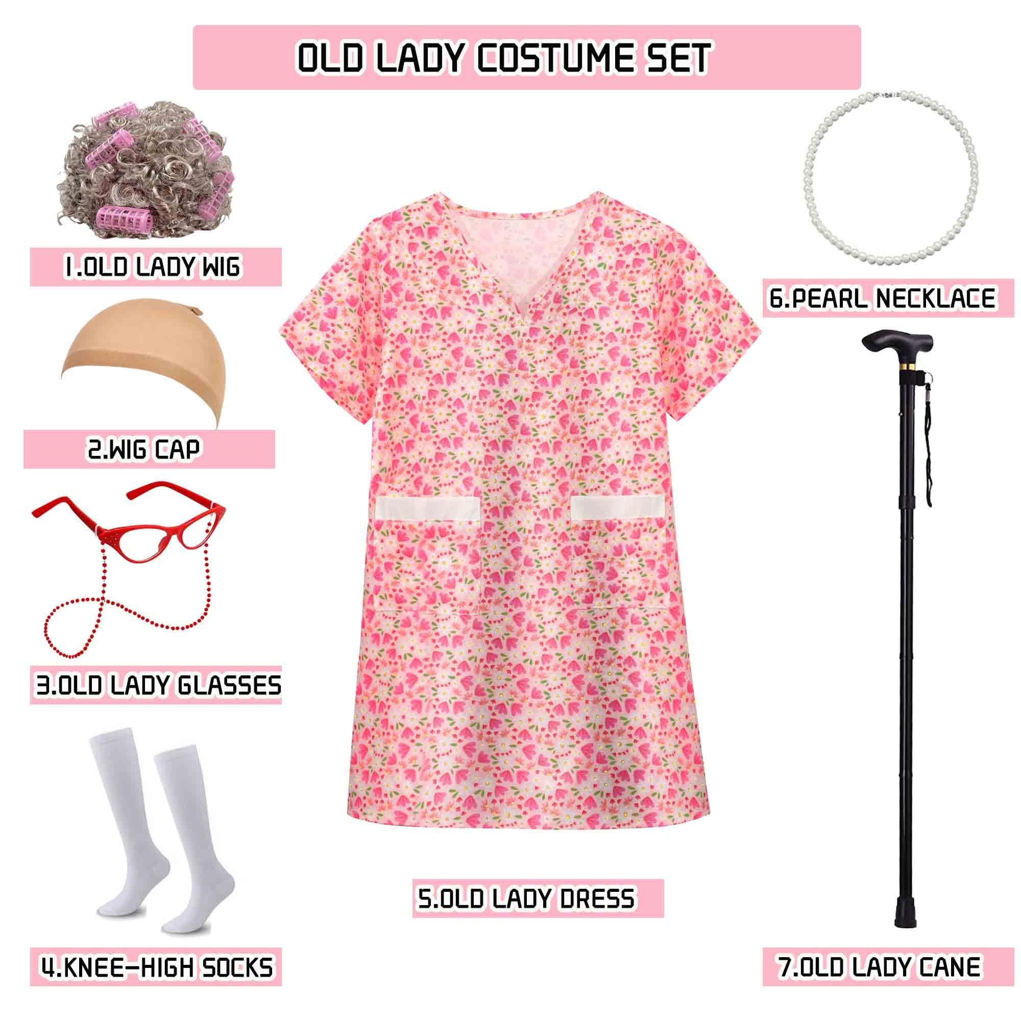Znorso knee-high stockings complete the playful grandma outfit.