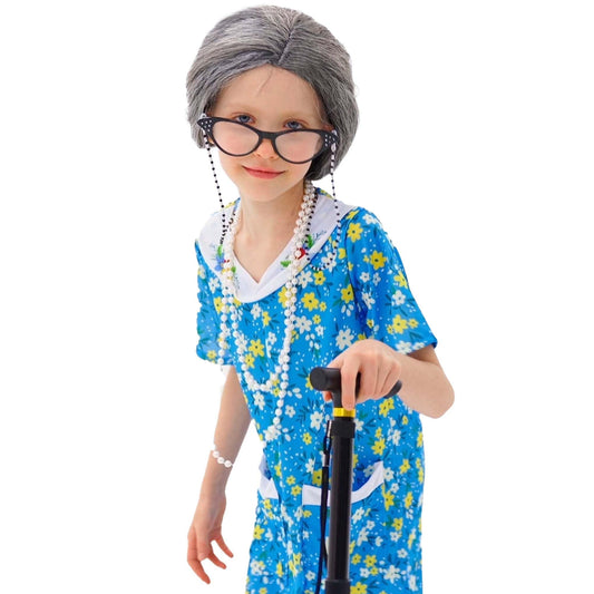 Znorso Old Lady Costume Kit wig shown; easy to style for quick transformation