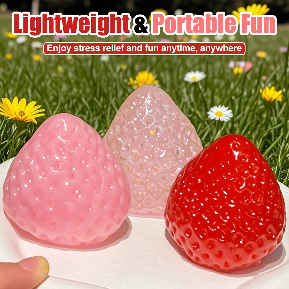 Zoacrn strawberry squishies elasticity demo highlights satisfying knead and press