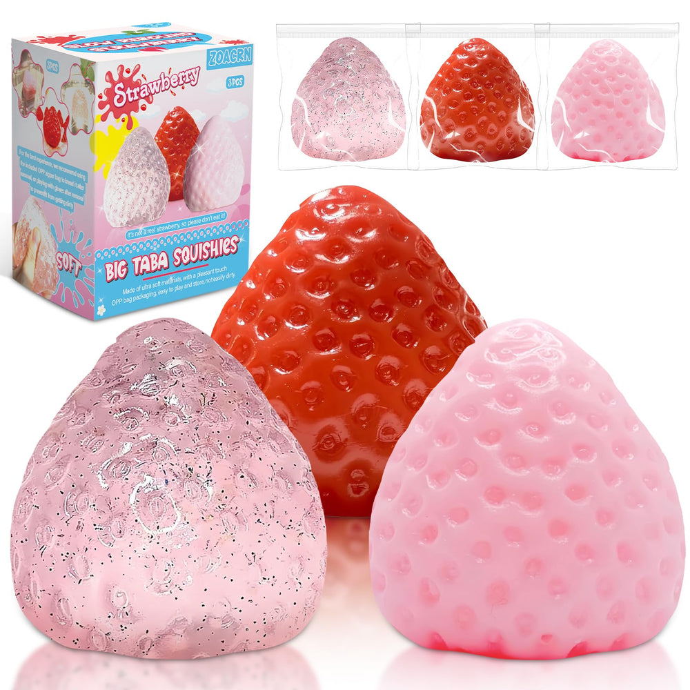 Zoacrn strawberry squishies red set shown for stress relief and focus