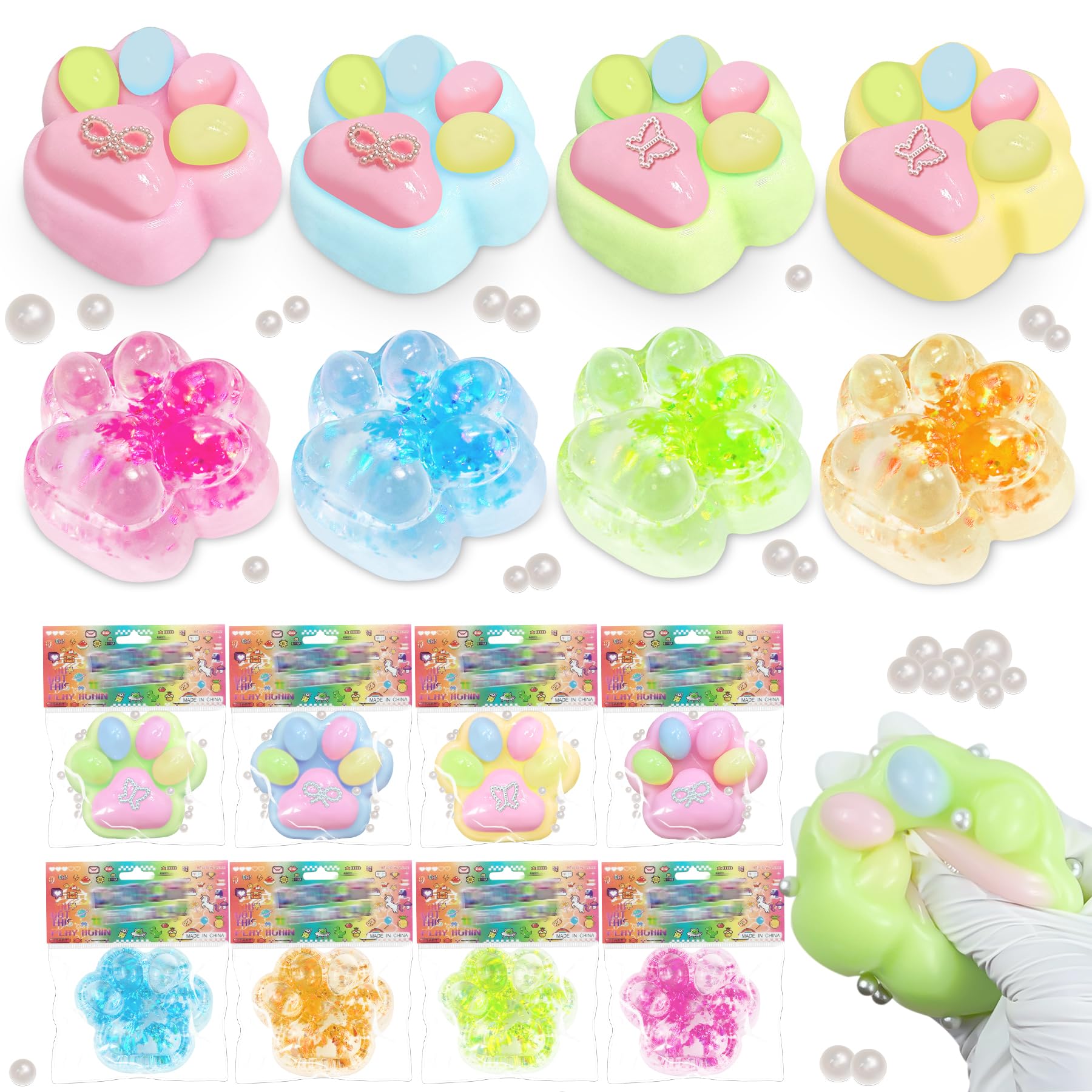 Zoacrn Taba Squishies Paw - colorful cat paw toy for stress relief and focus