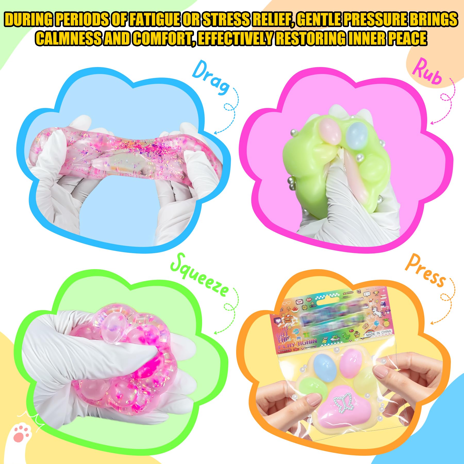 Zoacrn Taba Squishies Paw - soft surface fosters decompression during study