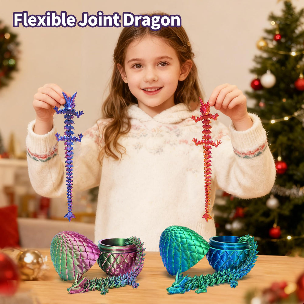 Zobetro flexible dragon on egg with hinges, dynamic tabletop decor.