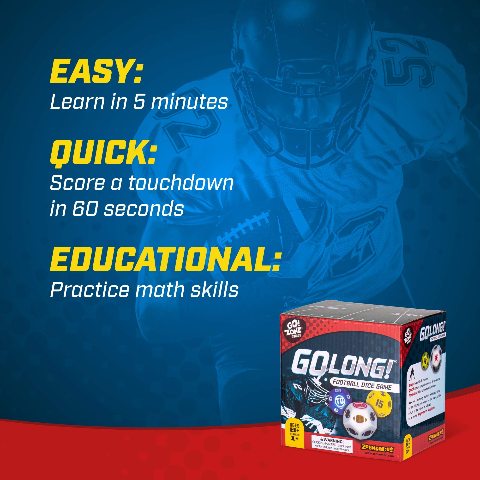 Zobmondo GoLong players ready for backyard, bleachers, or family room.