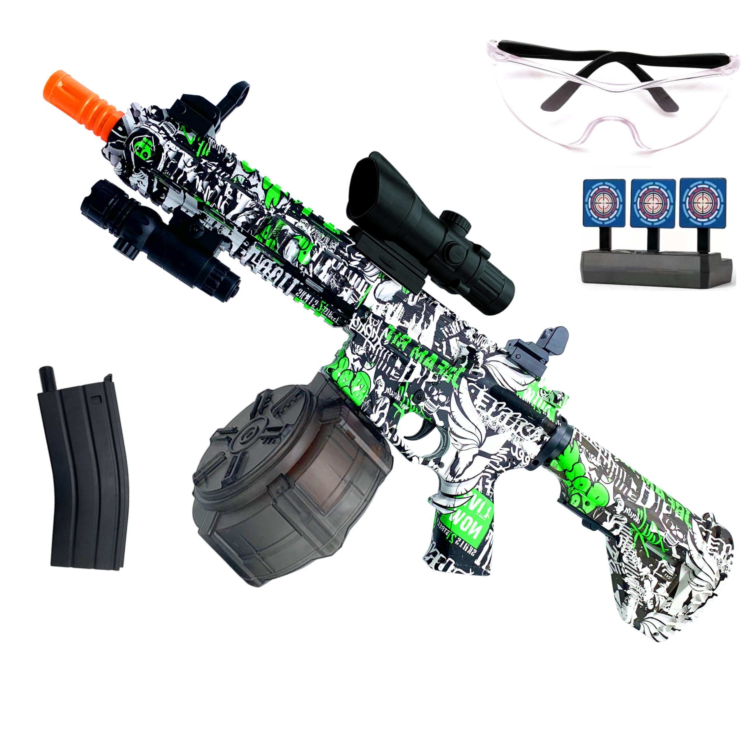 ZoffyFabrizio gel ball blaster with goggles in outdoor setup for family fun.