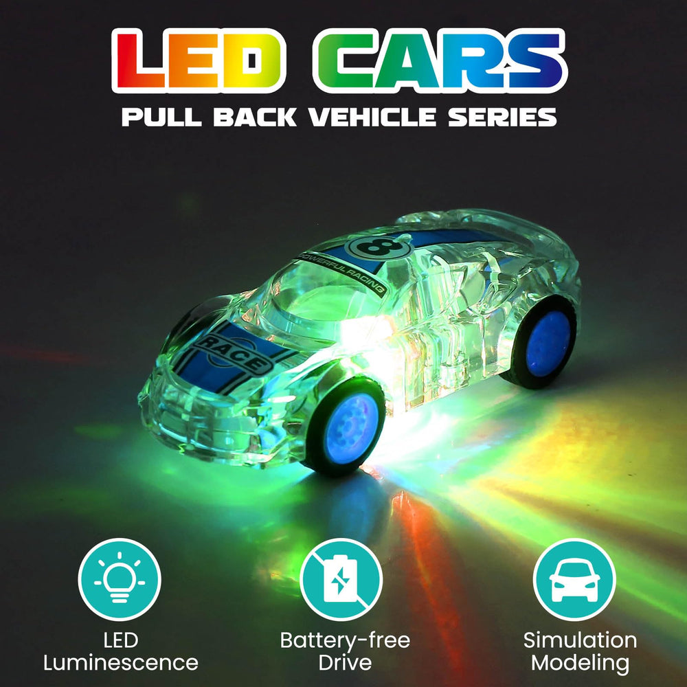 ZOHANINDL LED pull-back car blue glows vividly for energetic play