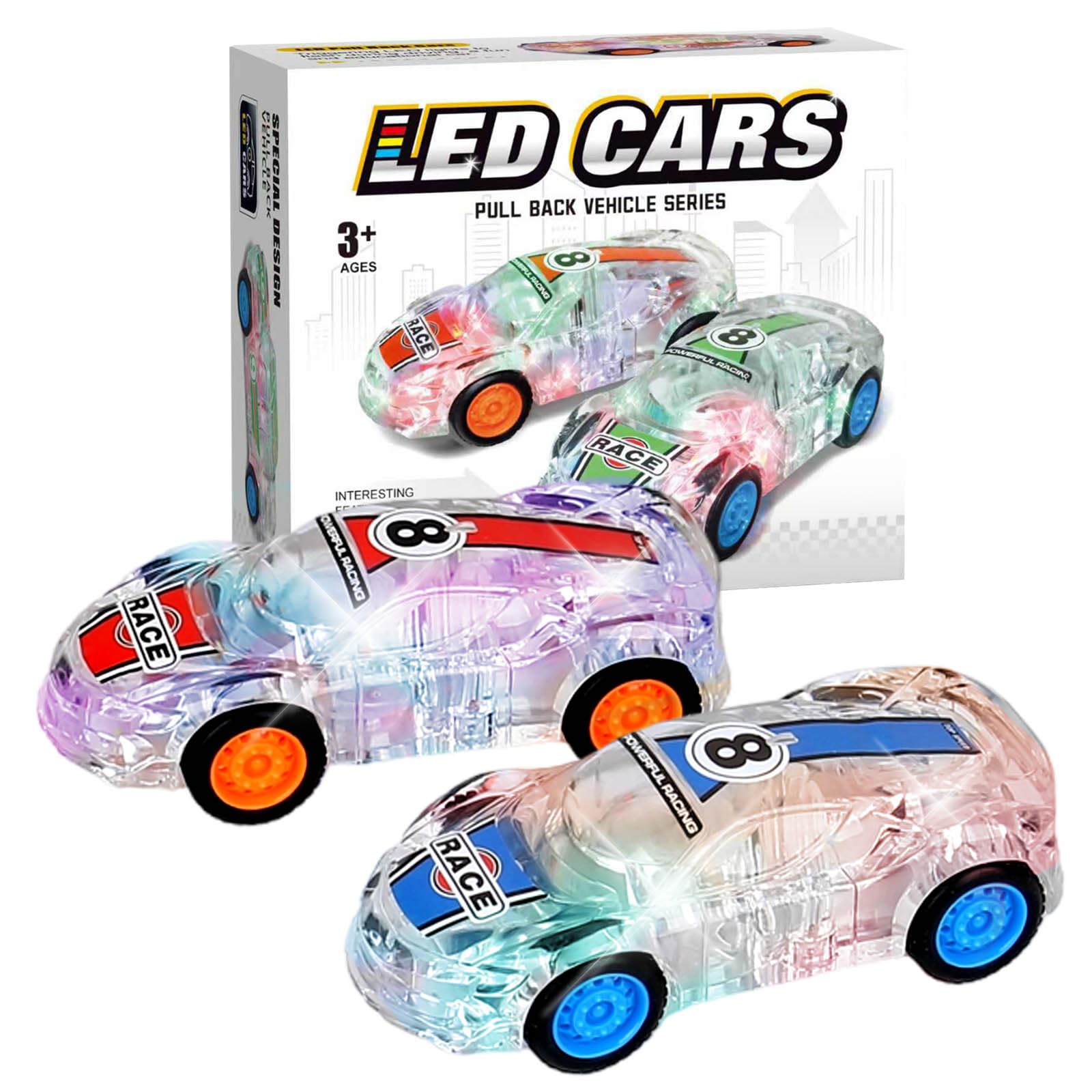 ZOHANINDL LED pull-back car red glows vividly for energetic play