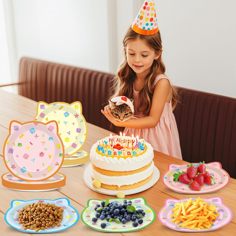 ZOIIWA baby shower cat party plates add a cute touch and convenience.