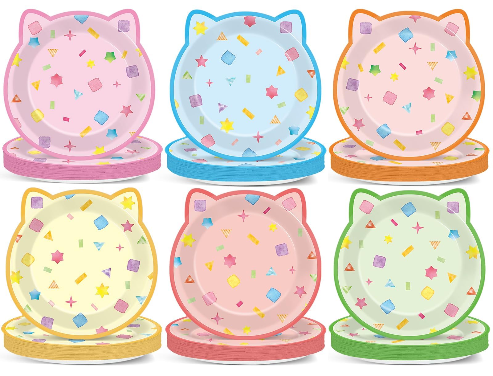 ZOIIWA cat house plates with kitten ears; perfect for a playful party, easy cleanup.