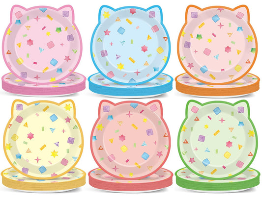 ZOIIWA cat house plates with kitten ears; perfect for a playful party, easy cleanup.