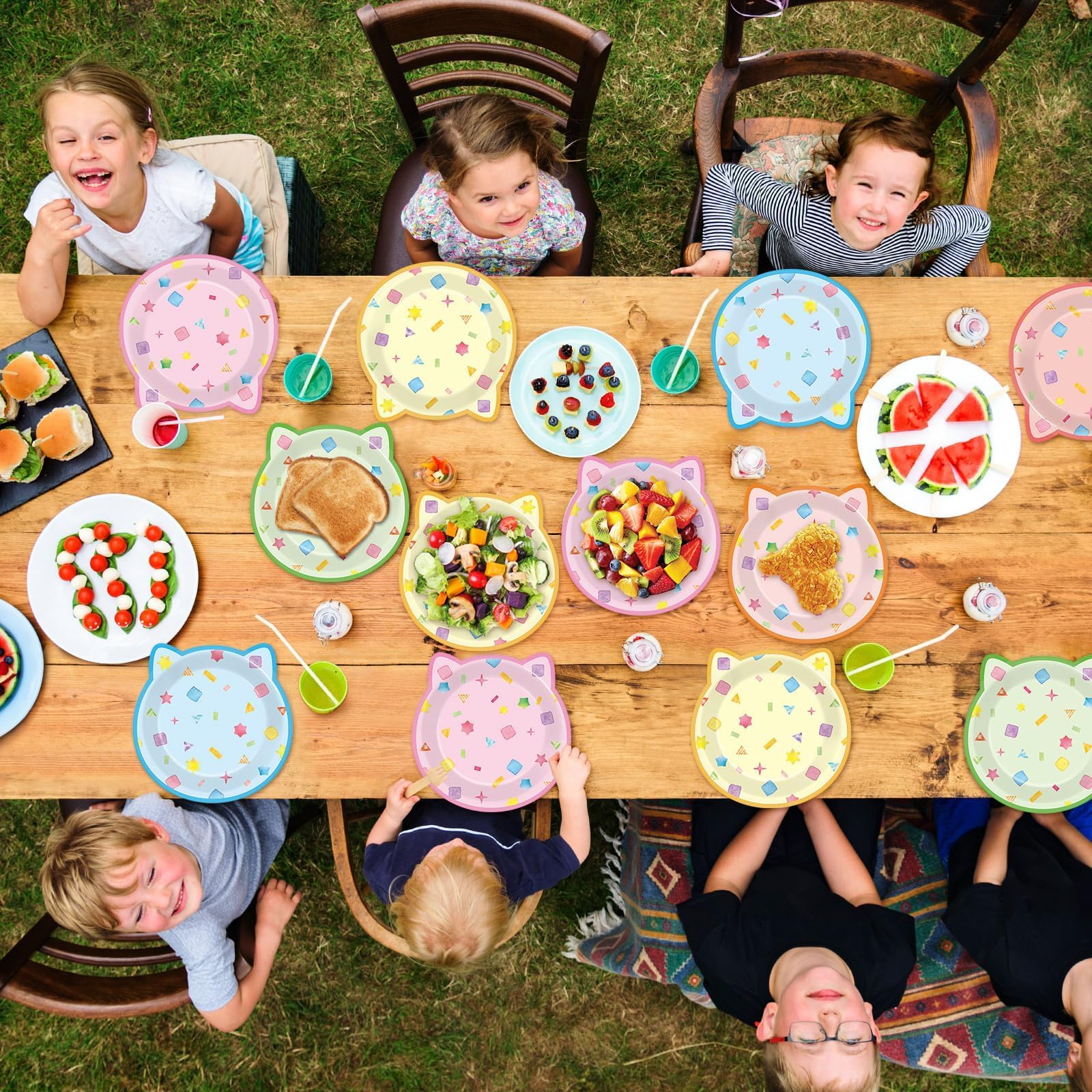 ZOIIWA cat party plates set with six styles for a versatile table setup.