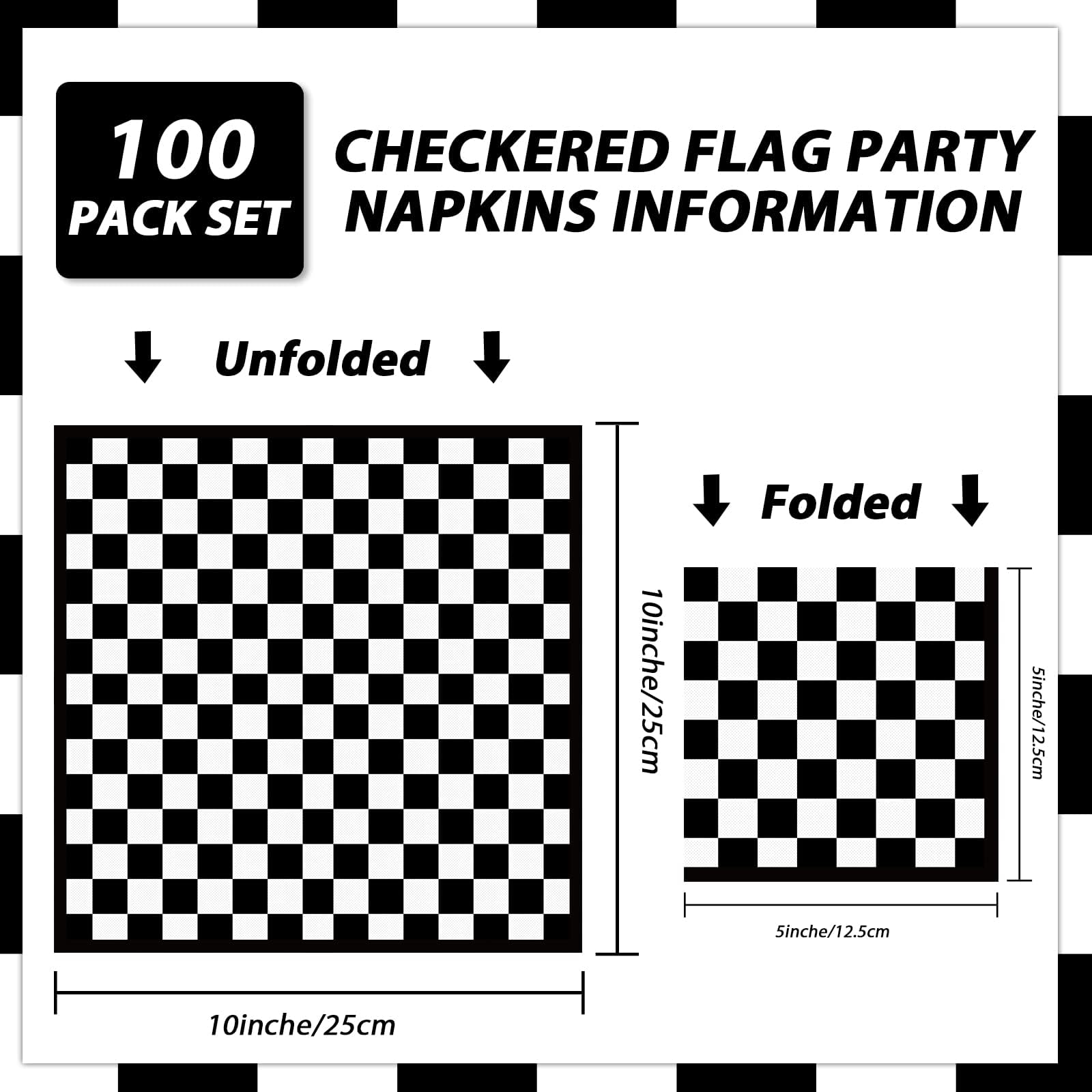 ZOIIWA checkered napkins folded for neat table setup.