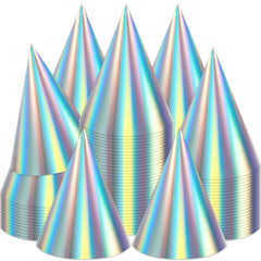 ZOIIWA iridescent cone hat close-up with shimmering rainbow finish for festive parties.