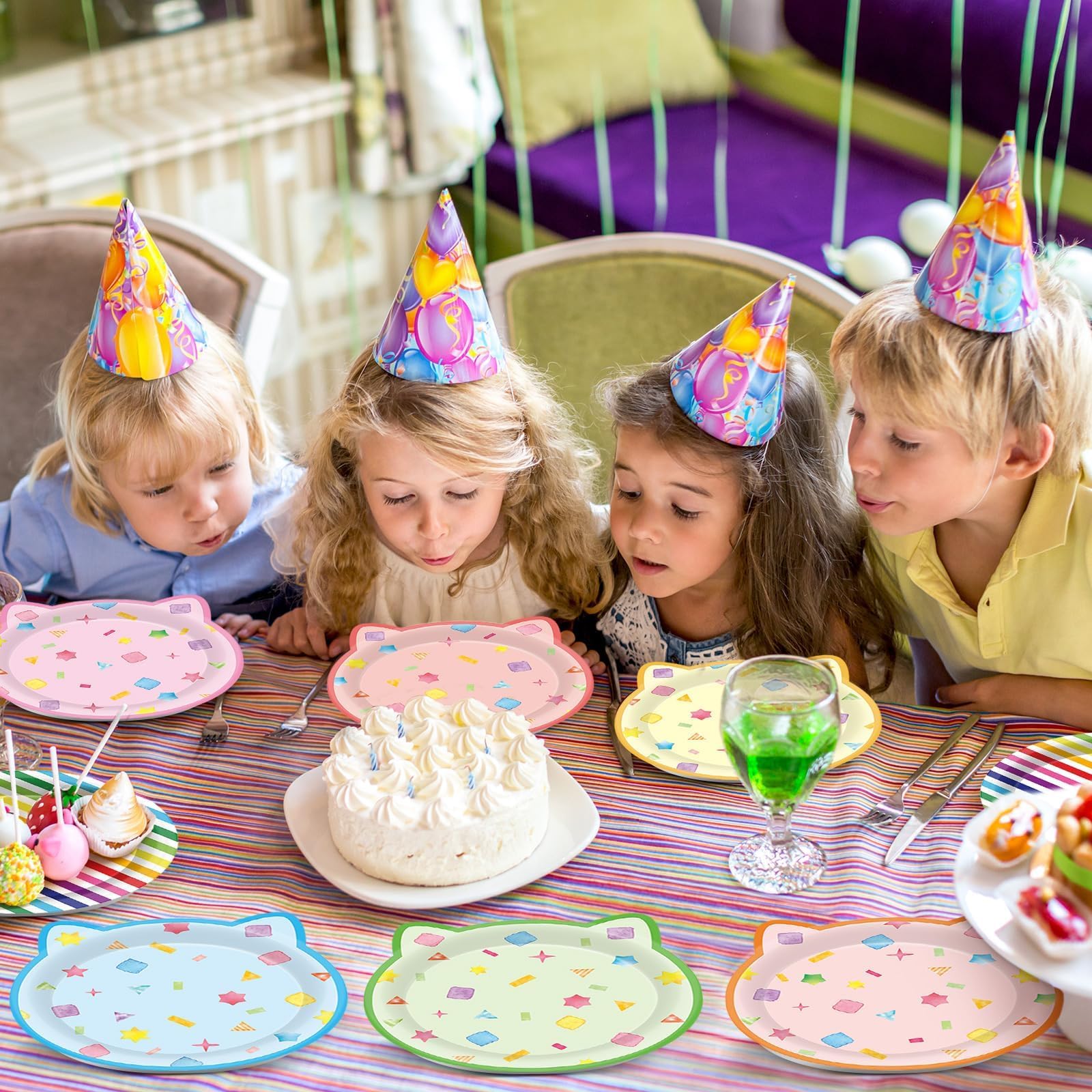 ZOIIWA kitten-themed party decor; pair with cups and napkins for a cute setup.