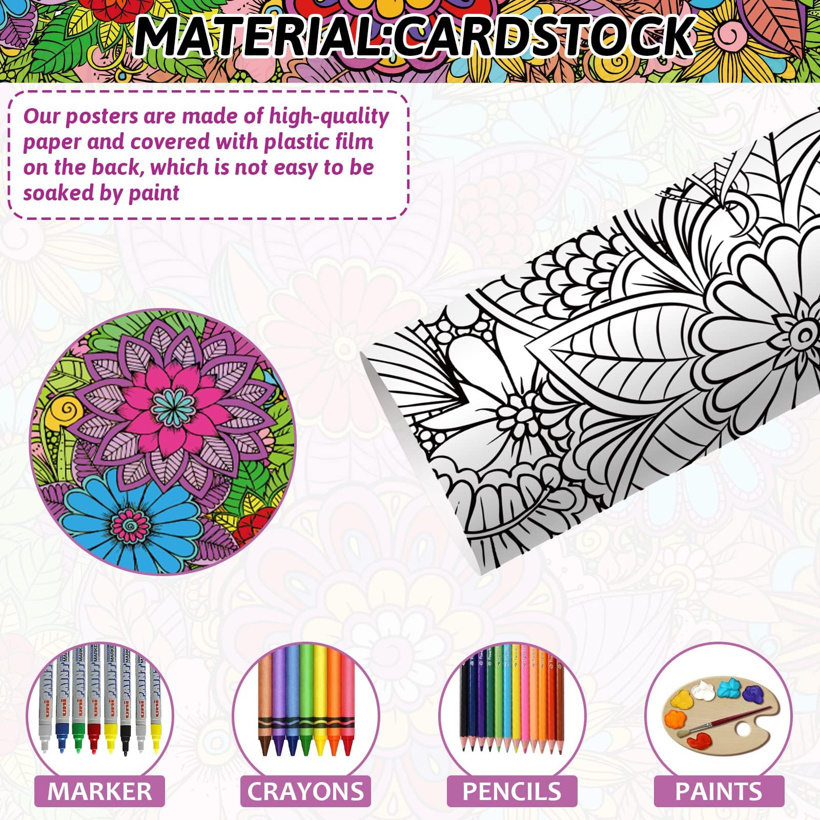 ZOIIWA large mandala posters on wall create immersive art time for families and classrooms.
