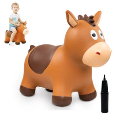ZOOJOY bouncy horse toy with cartoon face for joyful toddler bouncing sessions.