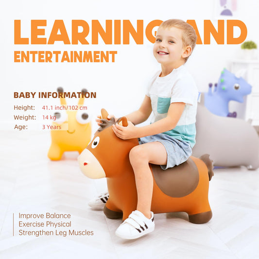 ZOOJOY hopping horse with four legs for stable, safe rides indoors or outdoors.