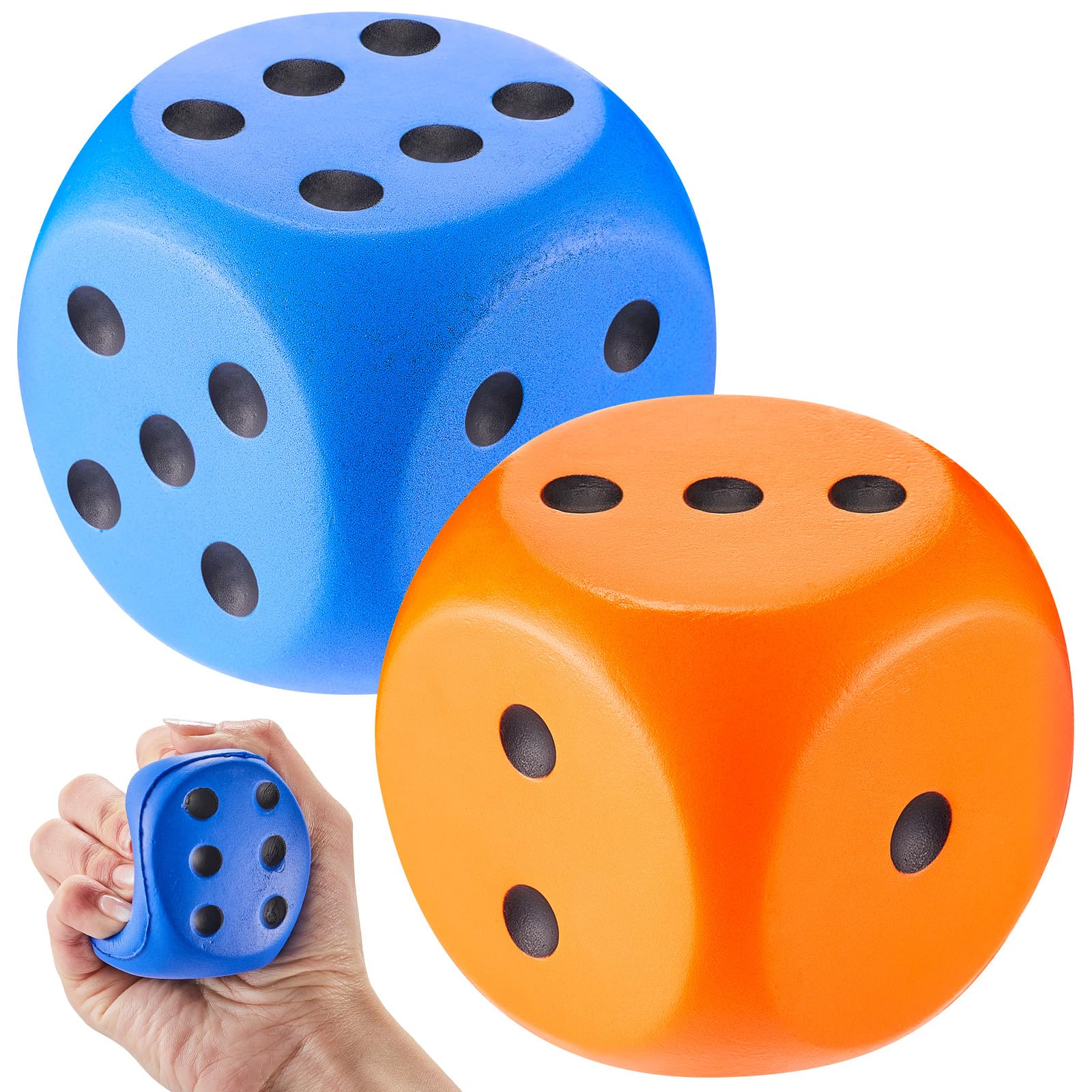 Zomiboo blue foam dice, easy to grip for classroom activities.