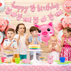 Zomiboo pig aluminum foil balloon design B provides sturdy decor that lasts.