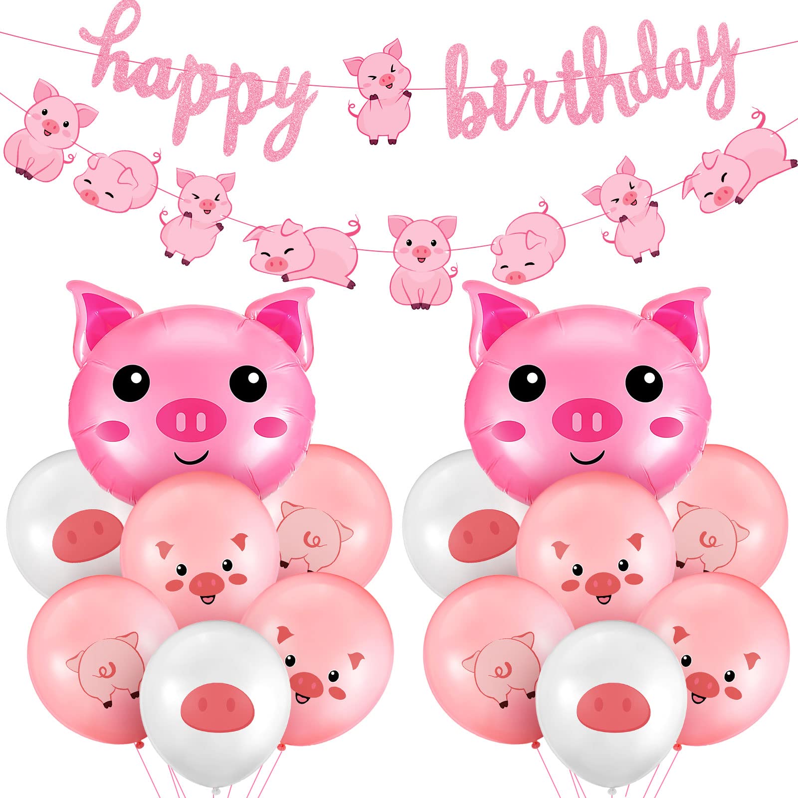Zomiboo pig birthday banner adds a playful party backdrop for celebrations.
