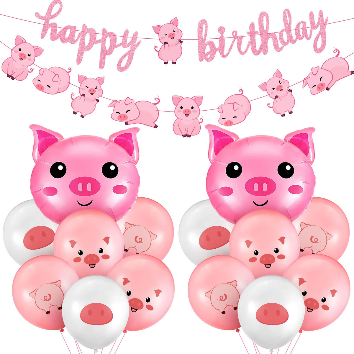 Zomiboo pig birthday banner adds a playful party backdrop for celebrations.