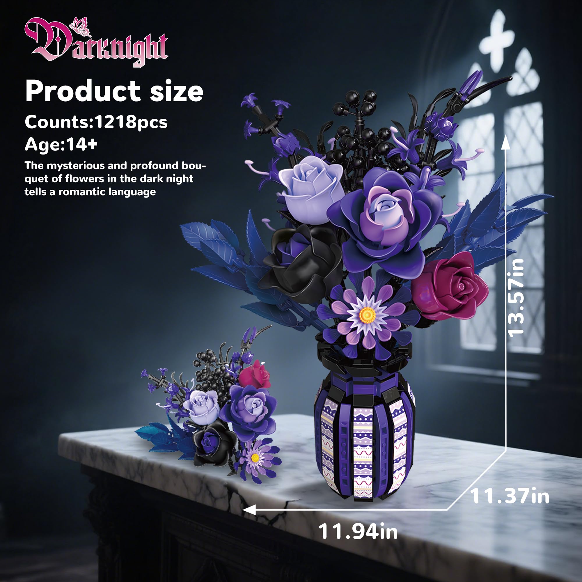 ZONECYTD dark elegant roses closeup for gothic shelf styling