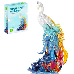 ZONECYTD Peacock Building Set with floral base glows softly for chic room decor
