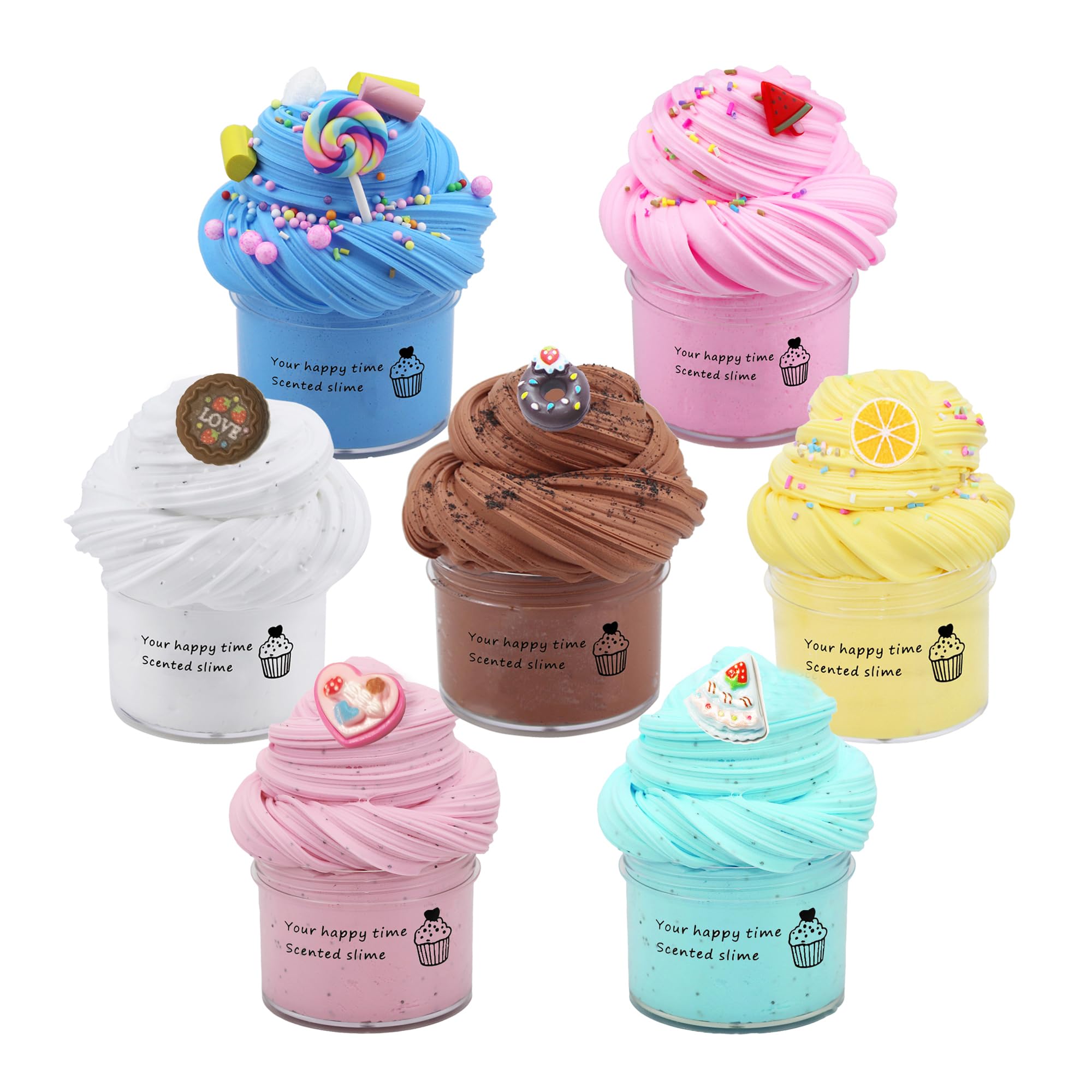 ZONEWAY cake butter slime 7-pack package shows colorful jars for kids' creative play