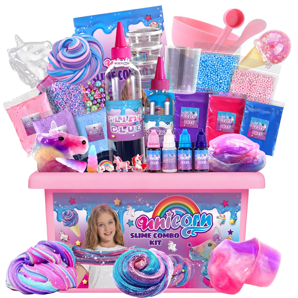 ZOnFRTO Mini Unicorn Slime Kit product shot showing vibrant textures for creative play.