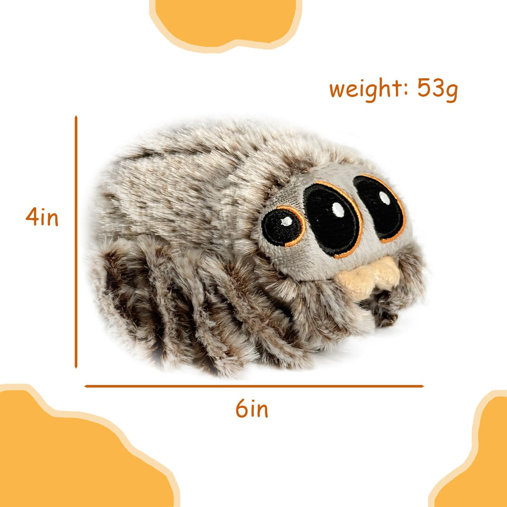 ZonHoriz mini spider plush with big-eye design enhances desk or bag decor
