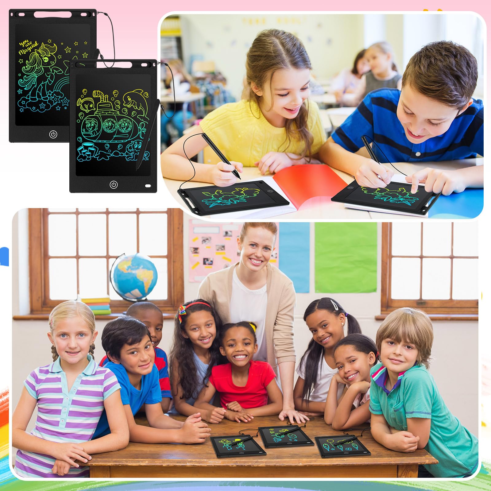 Zonon doodle board colorful screen demo shows eye-friendly writing