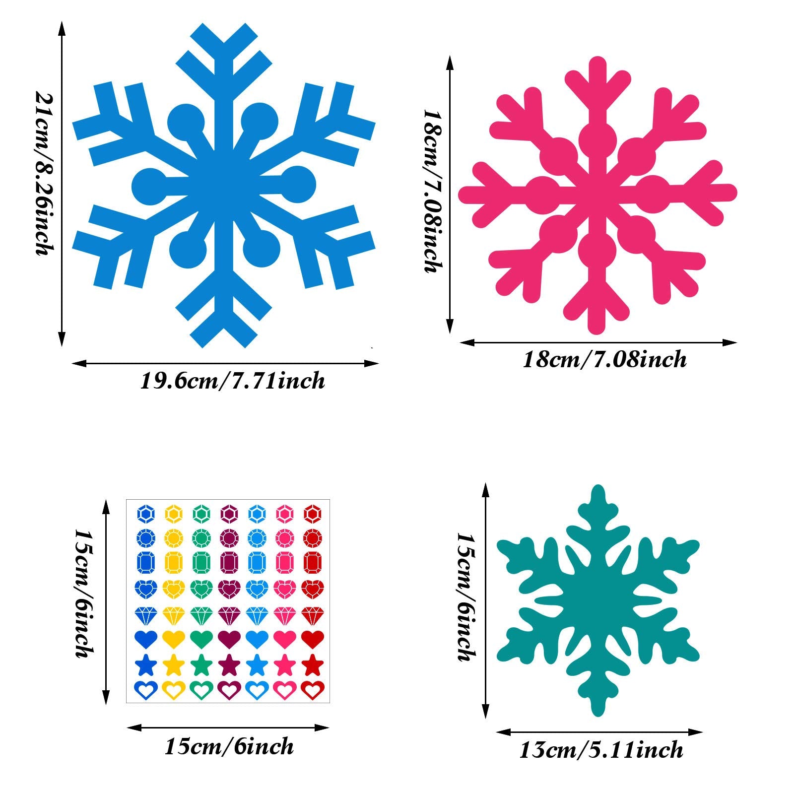 Close-up of Zonon snowflakes with varied shapes for creative decorating