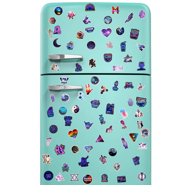 Zonon Space Galaxy stickers on cups for colorful, removable decoration.