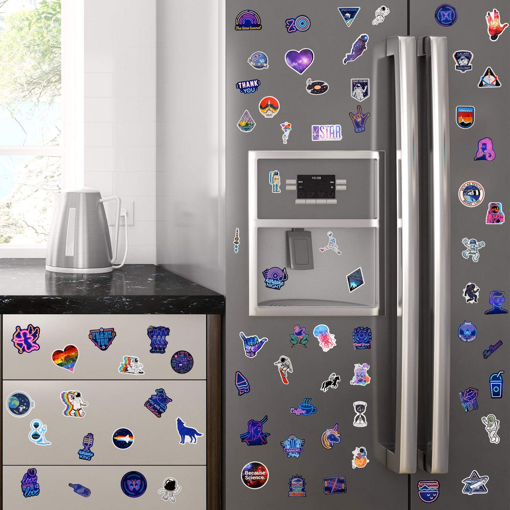 Zonon Space Galaxy stickers on a water bottle resist wear and water exposure.