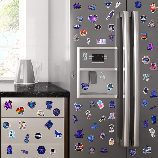 Zonon Space Galaxy stickers on a water bottle resist wear and water exposure.