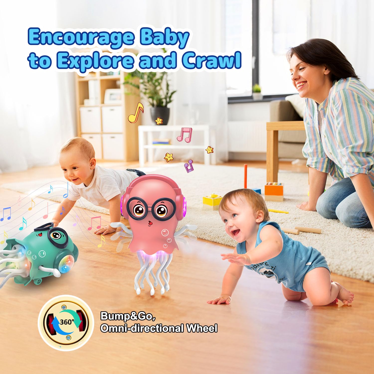 Zonopy Dancing Jellydancer supports tummy time by inviting babies to lift heads.