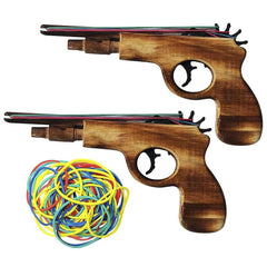zonzxcv wooden rubber-band gun 9in log color, safe outdoor toy for kids
